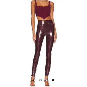NEW SPANX FAUX PATENT LEATHER LEGGINGS IN RUBY, S